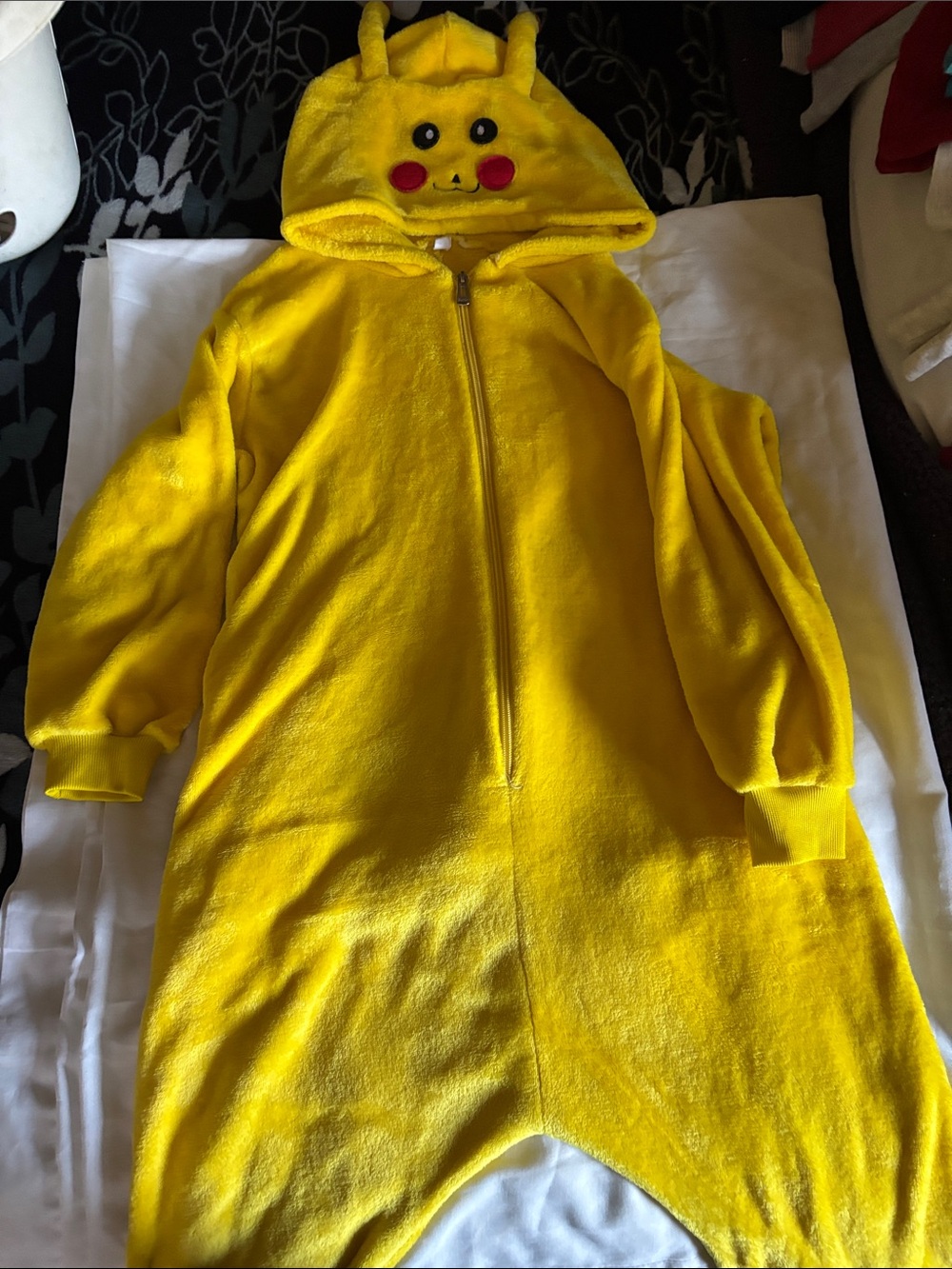 Yellow Pikachu-Style Kids Fleece Pajama Onesie